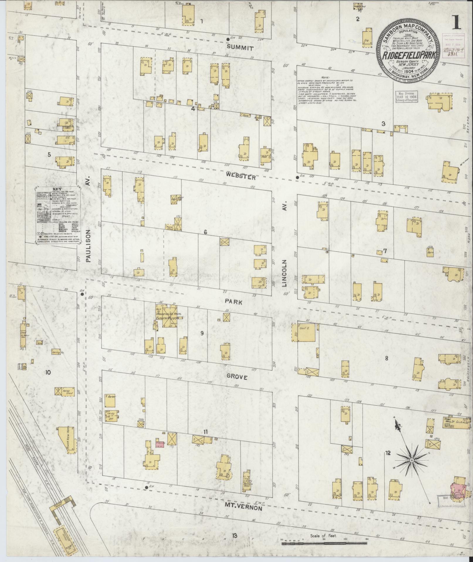 Sanborn Fire Insurance Map from Ridgefield Park, Bergen County, New Jersey. (1904) – Historic Sanborn Fire Insurance Map Print