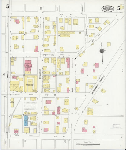 Sanborn Fire Insurance Map from Wellsburg, Brooke County, West Virginia (1923), Sheet #0005 - Complete Map Set gallery image, historic Sanborn map, vintage wall art, West Virginia West Virginia