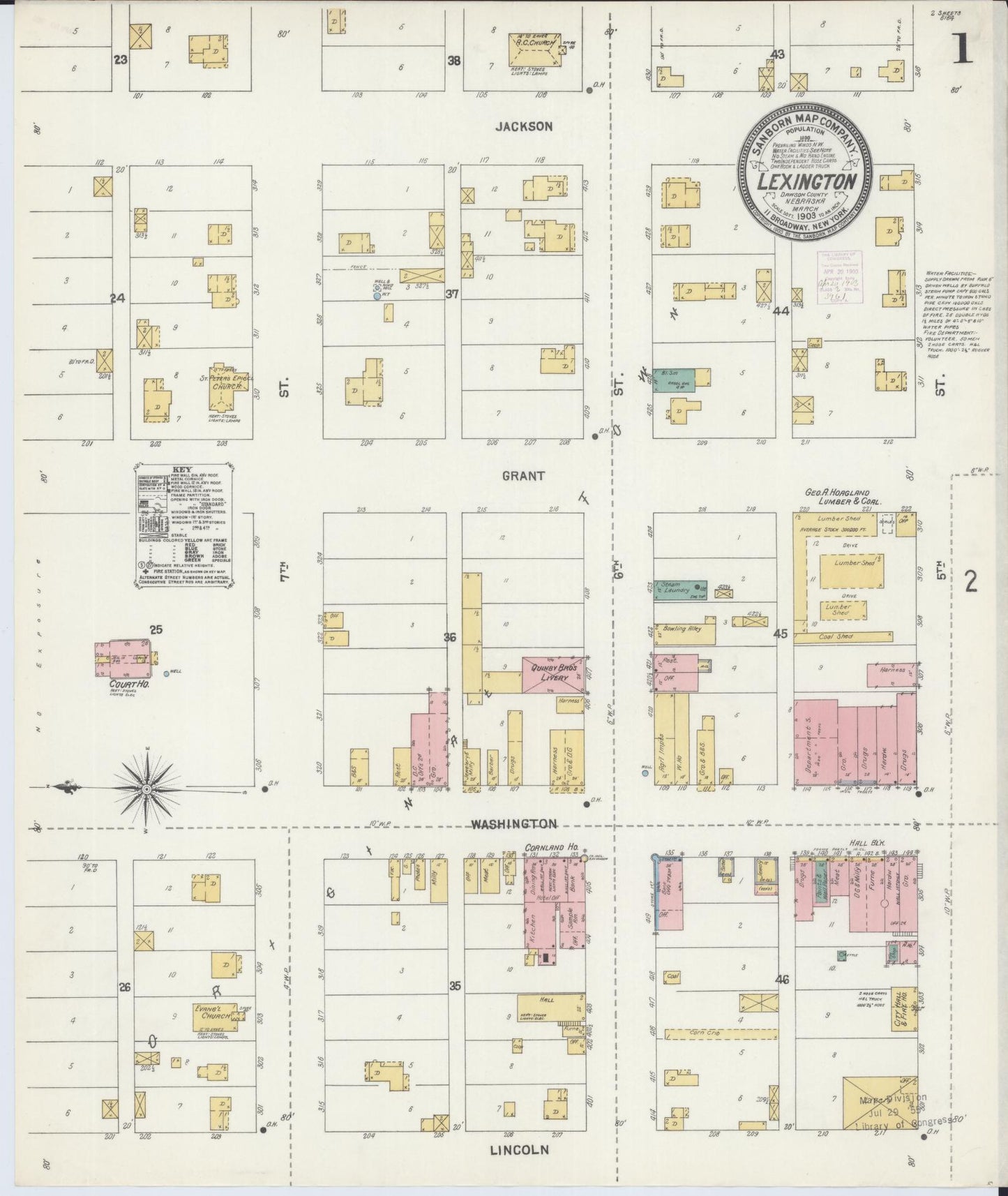 Sanborn Fire Insurance Map from Lexington, Dawson County, Nebraska. (1903) – Historic Sanborn Fire Insurance Map Print