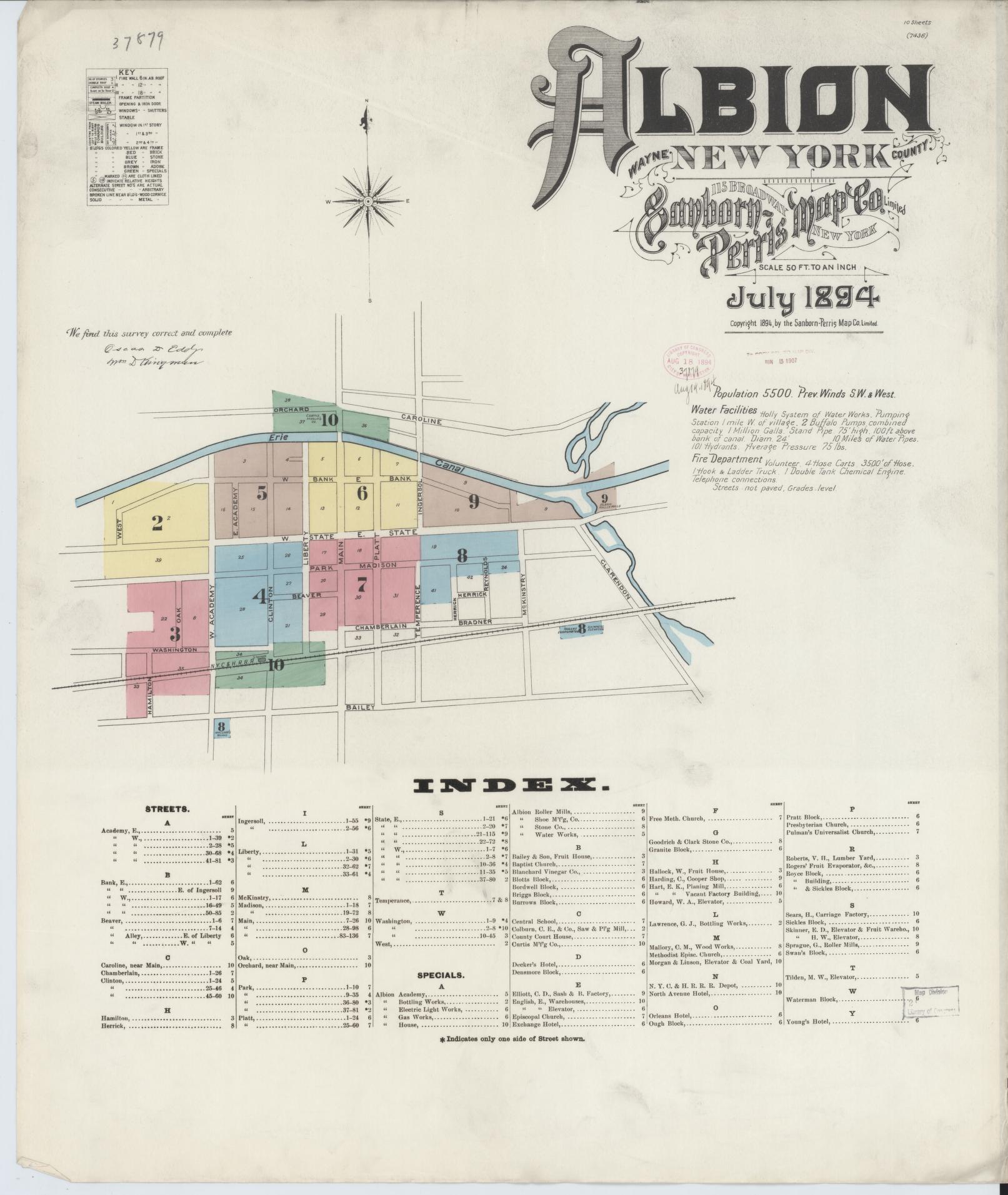 Sanborn Fire Insurance Map from Albion, Orleans County, New York. (1894) – Historic Sanborn Fire Insurance Map Print