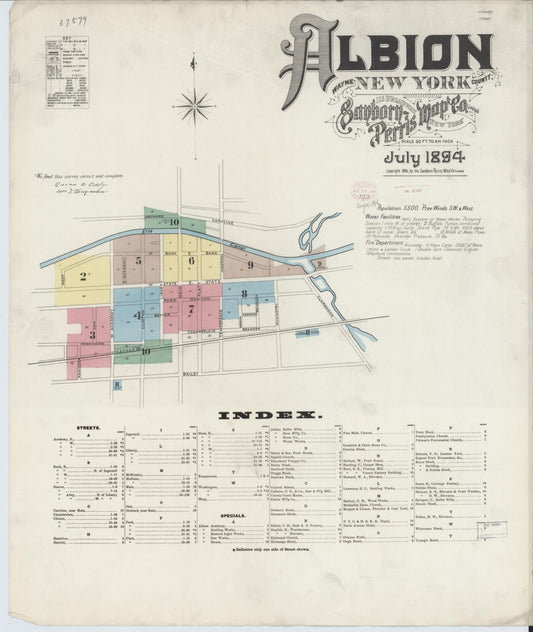 Sanborn Fire Insurance Map from Albion, Orleans County, New York. (1894) – Historic Sanborn Fire Insurance Map Print