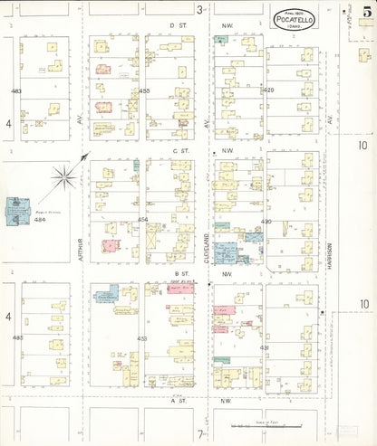 Sanborn Fire Insurance Map from Pocatello, Bannock County, Idaho (1900), Sheet #0005 - Complete Map Set gallery image, historic Sanborn map, vintage wall art, Idaho Idaho