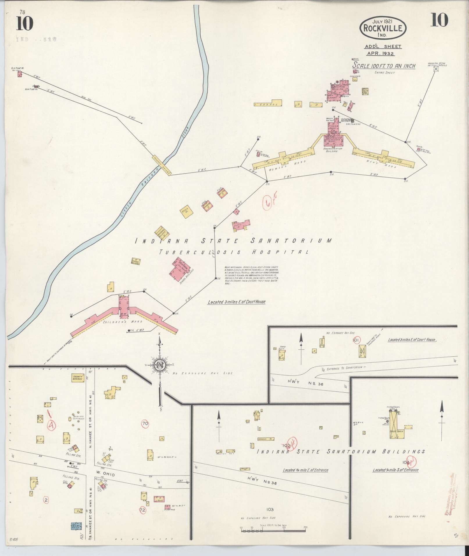 Sanborn Fire Insurance Map from Rockville, Parke County, Indiana (1932), Sheet #0010 - Historic Sanborn Fire Insurance Map Print, vintage old map wall art, antique decor, genealogy gift, Indiana Indiana map