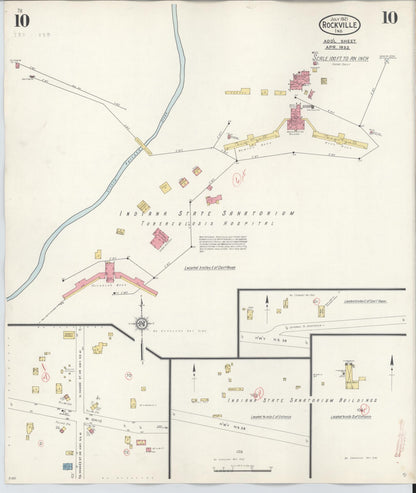 Sanborn Fire Insurance Map from Rockville, Parke County, Indiana (1932), Sheet #0010 - Historic Sanborn Fire Insurance Map Print, vintage old map wall art, antique decor, genealogy gift, Indiana Indiana map