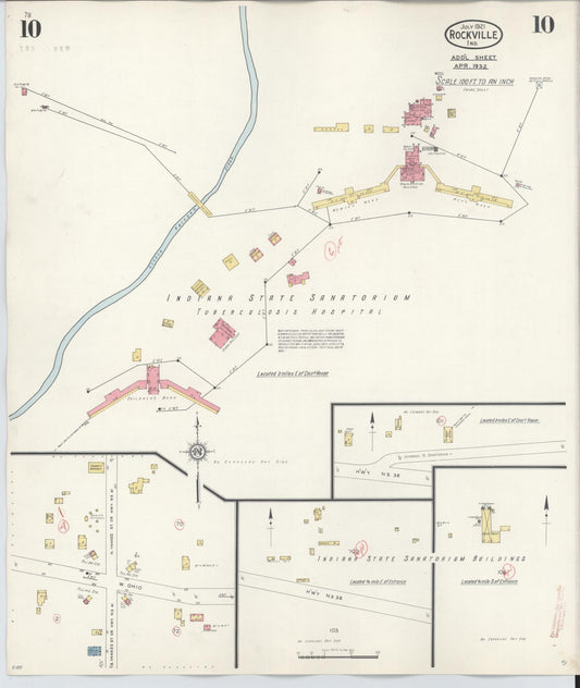 Sanborn Fire Insurance Map from Rockville, Parke County, Indiana (1932), Sheet #0010 - Historic Sanborn Fire Insurance Map Print, vintage old map wall art, antique decor, genealogy gift, Indiana Indiana map