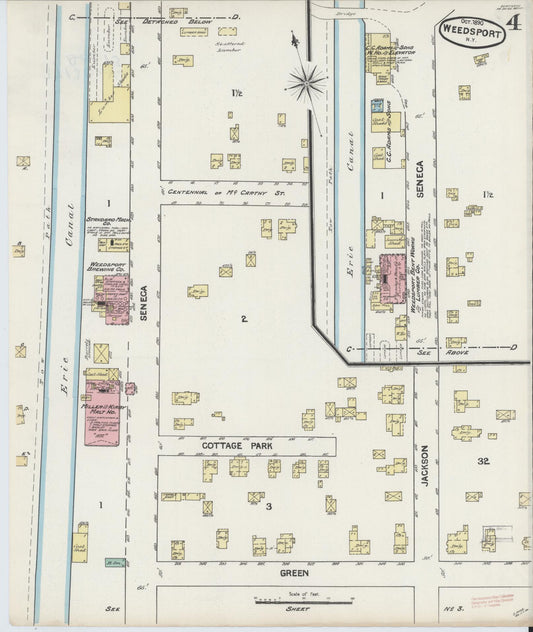 Sanborn Fire Insurance Map from Weedsport, Cayuga County, New York (1890), Sheet #0004 - Historic Sanborn Fire Insurance Map Print, vintage old map wall art, antique decor, genealogy gift, New York New York map