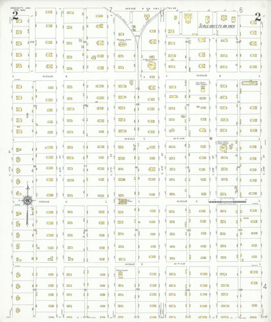 Sanborn Fire Insurance Map from Crossett, Ashley County, Arkansas (1943), Sheet #0002 - Historic Sanborn Fire Insurance Map Print, vintage old map wall art, antique decor, genealogy gift, Arkansas Arkansas map
