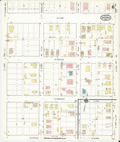 Sanborn Fire Insurance Map from Deming, Luna County, New Mexico (1917), Sheet #0006 - Complete Map Set gallery image, historic Sanborn map, vintage wall art, New Mexico New Mexico