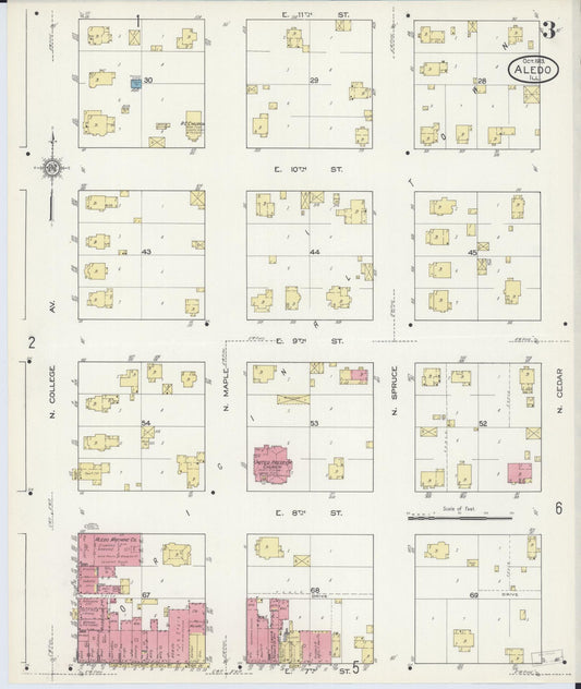 Sanborn Fire Insurance Map from Aledo, Mercer County, Illinois (1913), Sheet #0003 - Historic Sanborn Fire Insurance Map Print, vintage old map wall art, antique decor, genealogy gift, Illinois Illinois map
