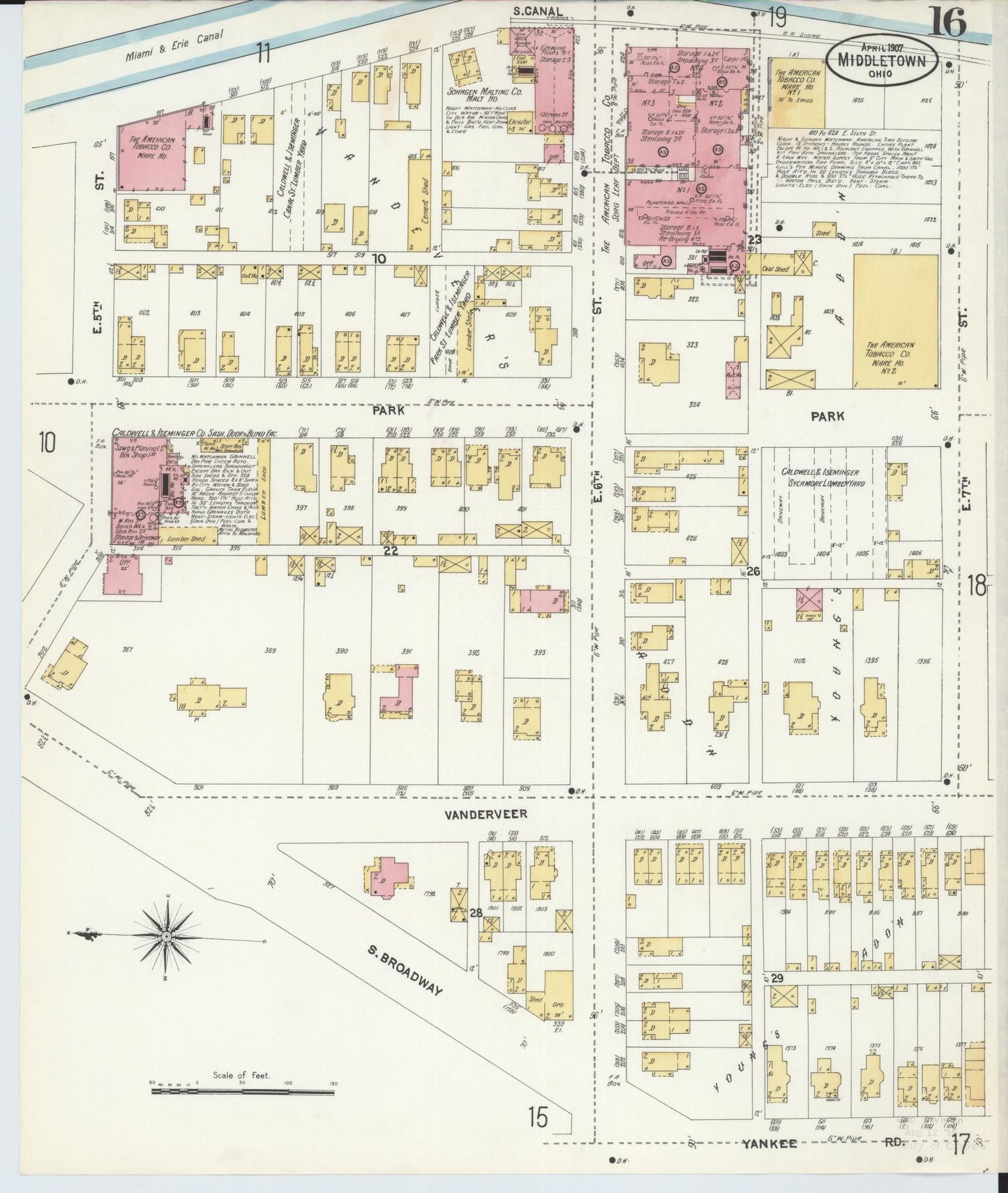 Sanborn Fire Insurance Map from Middletown, Butler County, Ohio (1907), Sheet #0016 - Complete Map Set gallery image, historic Sanborn map, vintage wall art, Ohio Ohio