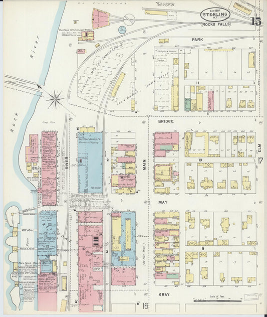 Sanborn Fire Insurance Map from Sterling, Whiteside County, Illinois (1897), Sheet #0015 - Historic Sanborn Fire Insurance Map Print, vintage old map wall art, antique decor, genealogy gift, Illinois Illinois map