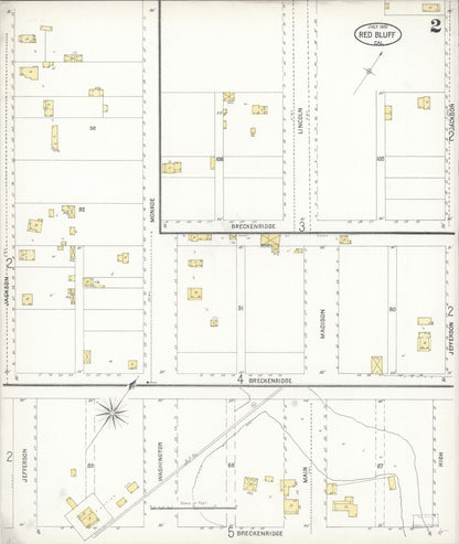 Sanborn Fire Insurance Map from Red Bluff, Tehama County, California (1900), Sheet #0002 - Complete Map Set gallery image, historic Sanborn map, vintage wall art, California California