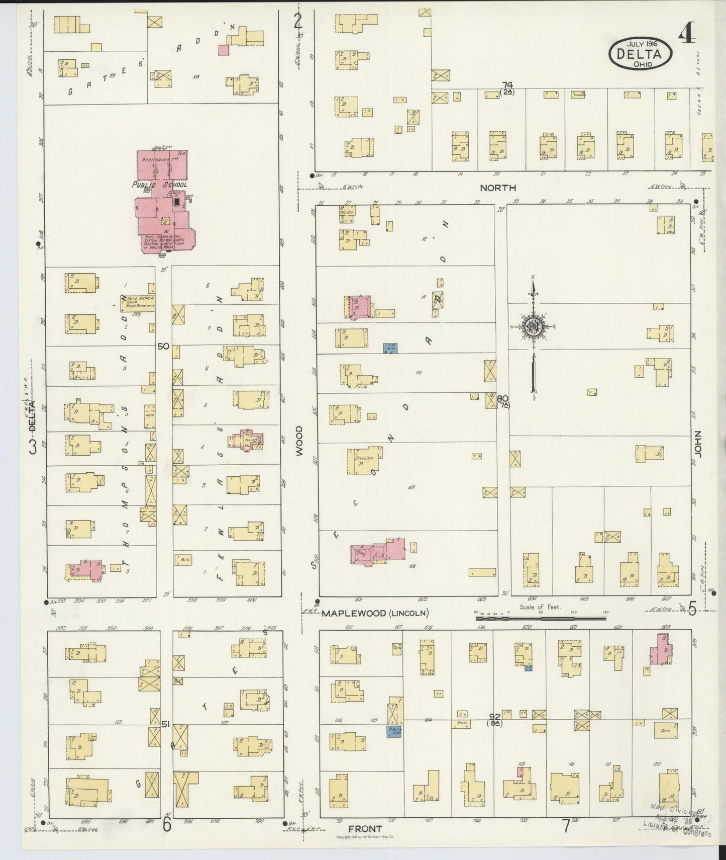 Sanborn Fire Insurance Map from Delta, Fulton County, Ohio (1916), Sheet #0004 - Historic Sanborn Fire Insurance Map Print, vintage old map wall art, antique decor, genealogy gift, Ohio Ohio map