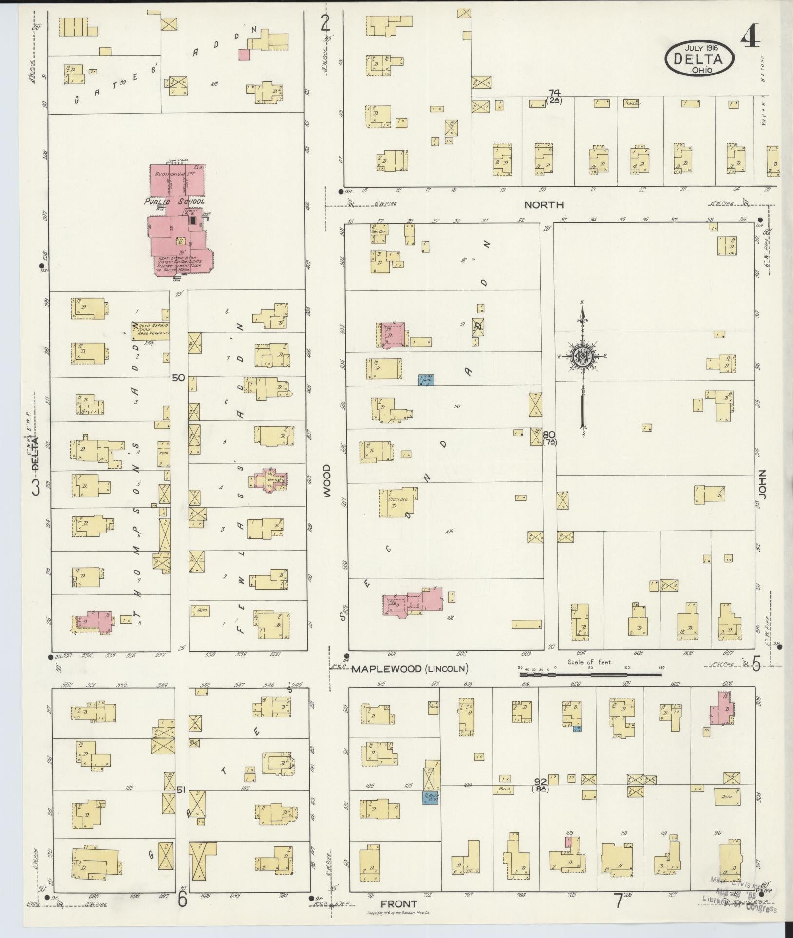 Sanborn Fire Insurance Map from Delta, Fulton County, Ohio (1916), Sheet #0004 - Historic Sanborn Fire Insurance Map Print, vintage old map wall art, antique decor, genealogy gift, Ohio Ohio map