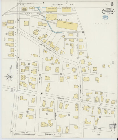 Sanborn Fire Insurance Map from Woburn, Middlesex County, Massachusetts (1894), Sheet #0008 - Complete Map Set gallery image, historic Sanborn map, vintage wall art, Massachusetts Massachusetts