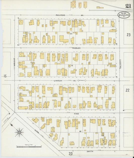 Sanborn Fire Insurance Map from Dunkirk, Chautauqua County, New York (1904), Sheet #0021 - Historic Sanborn Fire Insurance Map Print, vintage old map wall art, antique decor, genealogy gift, New York New York map