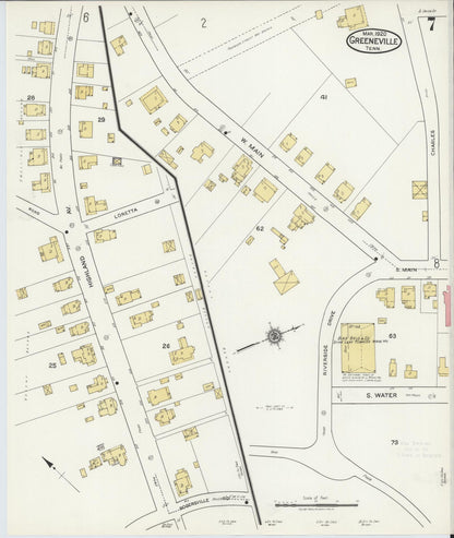 Sanborn Fire Insurance Map from Greeneville, Greene County, Tennessee (1920), Sheet #0007 - Complete Map Set gallery image, historic Sanborn map, vintage wall art, Tennessee Tennessee