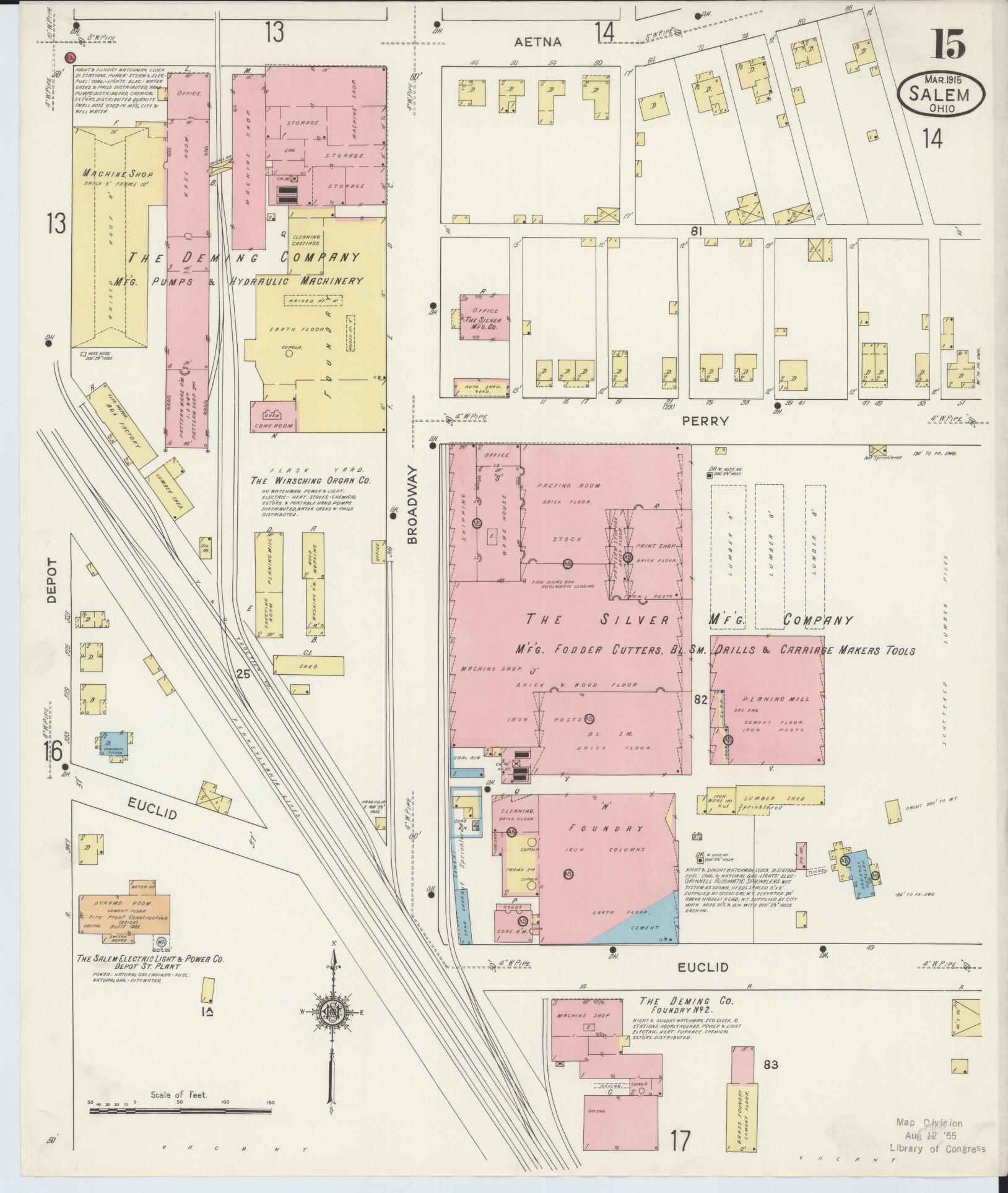 Sanborn Fire Insurance Map from Salem, Columbiana County, Ohio (1915), Sheet #0015 - Complete Map Set gallery image, historic Sanborn map, vintage wall art, Ohio Ohio