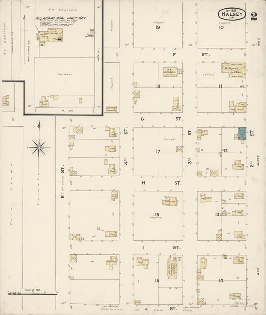 Sanborn Fire Insurance Map from Halsey, Linn County, Oregon (1888), Sheet #0002 - Historic Sanborn Fire Insurance Map Print, vintage old map wall art, antique decor, genealogy gift, Oregon Oregon map