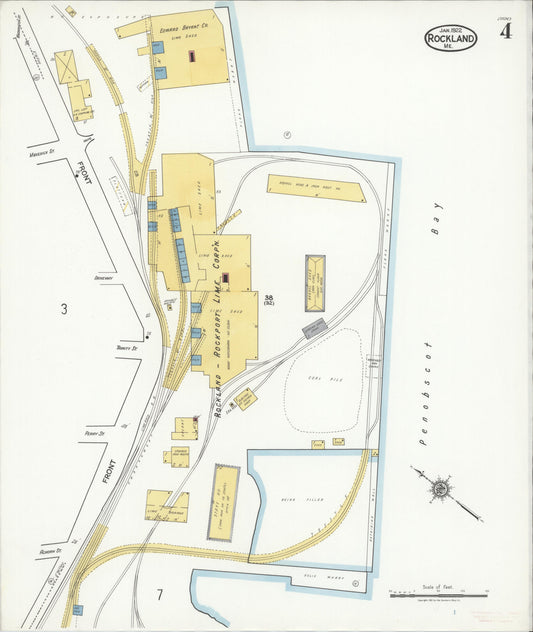 Sanborn Fire Insurance Map from Rockland, Knox County, Maine (1922), Sheet #0004 - Historic Sanborn Fire Insurance Map Print, vintage old map wall art, antique decor, genealogy gift, Maine Maine map