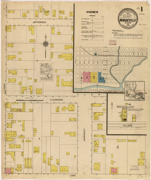 Sanborn Fire Insurance Map from Mandeville, Saint Tammany Parish, Louisiana. (1915) – Historic Sanborn Fire Insurance Map Print
