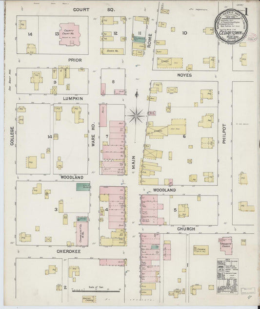 Sanborn Fire Insurance Map from Cedartown, Polk County, Georgia. (1890) – Historic Sanborn Fire Insurance Map Print