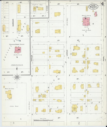 Sanborn Fire Insurance Map from Wayne, Wayne County, Nebraska (1902), Sheet #0004 - Complete Map Set gallery image, historic Sanborn map, vintage wall art, Nebraska Nebraska