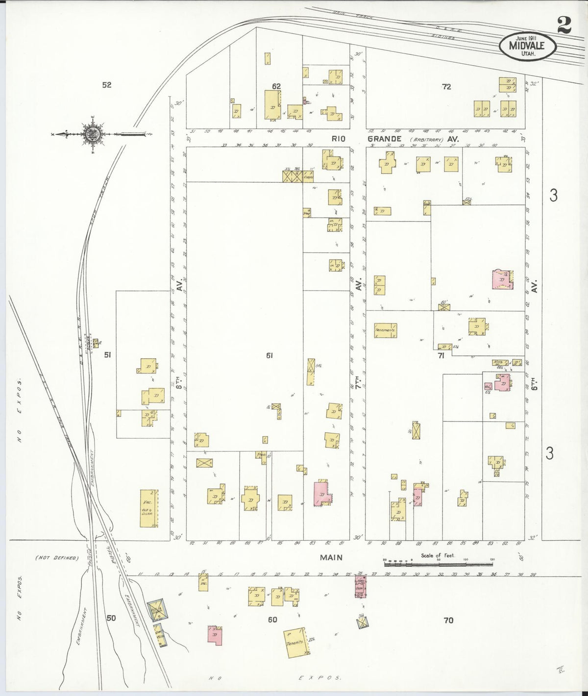 Sanborn Fire Insurance Map from Midvale, Salt Lake County, Utah (1911), Sheet #0002 - Complete Map Set gallery image, historic Sanborn map, vintage wall art, Utah Utah
