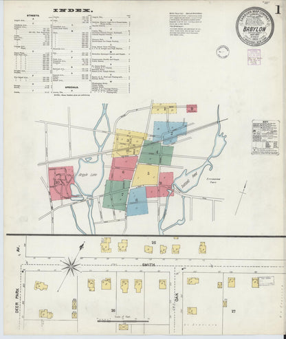 Sanborn Fire Insurance Map from Babylon, Suffolk County, New York (1902), Sheet #0001 - Complete Map Set gallery image, historic Sanborn map, vintage wall art, New York New York