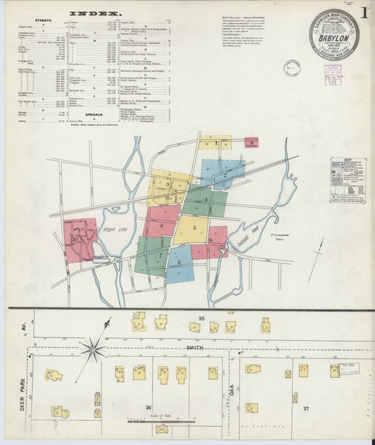 Sanborn Fire Insurance Map from Babylon, Suffolk County, New York (1902), Sheet #0001 - Complete Map Set gallery image, historic Sanborn map, vintage wall art, New York New York