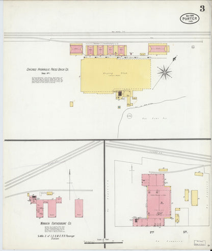 Sanborn Fire Insurance Map from Porter, Porter County, Indiana (1899), Sheet #0003 - Historic Sanborn Fire Insurance Map Print, vintage old map wall art, antique decor, genealogy gift, Indiana Indiana map