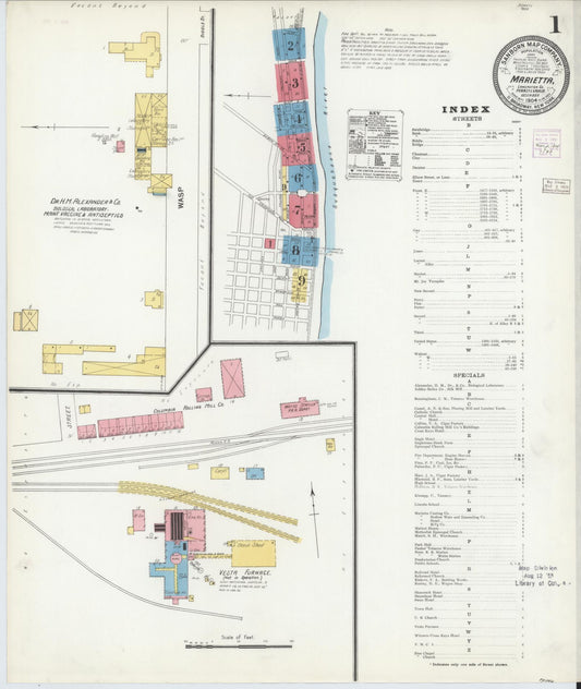 Sanborn Fire Insurance Map from Marietta, Lancaster County, Pennsylvania (1904), Sheet #0001 - Historic Sanborn Fire Insurance Map Print, vintage old map wall art, antique decor, genealogy gift, Pennsylvania Pennsylvania map