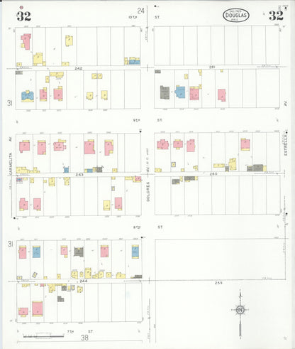 Sanborn Fire Insurance Map from Douglas, Cochise County, Arizona (1929), Sheet #0032 - Complete Map Set gallery image, historic Sanborn map, vintage wall art, Arizona Arizona