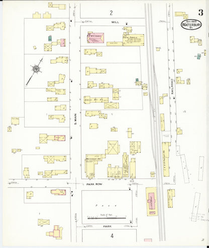 Sanborn Fire Insurance Map from Waterbury, Washington County, Vermont (1909), Sheet #0003 - Complete Map Set gallery image, historic Sanborn map, vintage wall art, Vermont Vermont