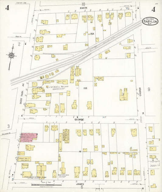 Sanborn Fire Insurance Map from Babylon, Suffolk County, New York (1923), Sheet #0004 - Historic Sanborn Fire Insurance Map Print, vintage old map wall art, antique decor, genealogy gift, New York New York map
