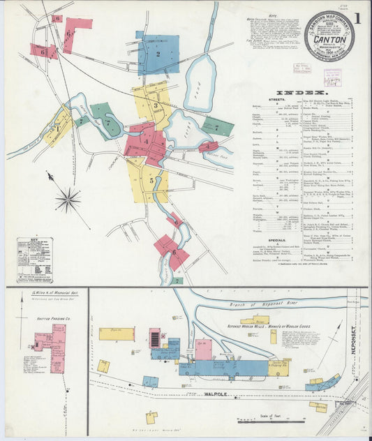 Sanborn Fire Insurance Map from Canton, Norfolk County, Massachusetts. (1906) – Historic Sanborn Fire Insurance Map Print