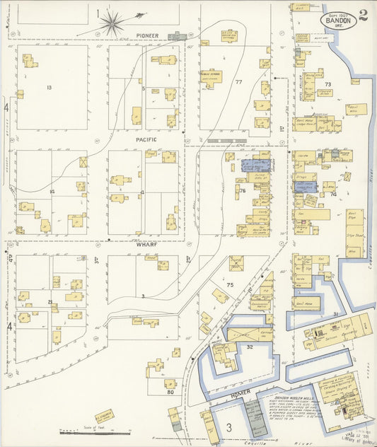 Sanborn Fire Insurance Map from Bandon, Coos County, Oregon (1907), Sheet #0002 - Historic Sanborn Fire Insurance Map Print, vintage old map wall art, antique decor, genealogy gift, Oregon Oregon map