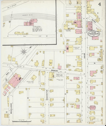 Sanborn Fire Insurance Map from Frostburg, Allegany County, Maryland (1897), Sheet #0004 - Complete Map Set gallery image, historic Sanborn map, vintage wall art, Maryland Maryland