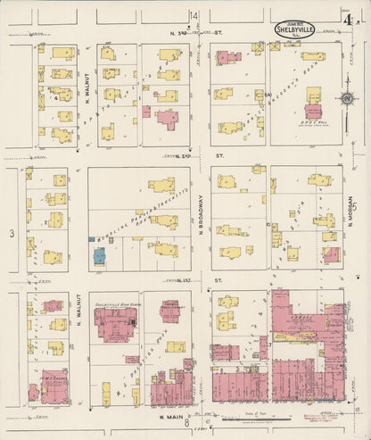 Sanborn Fire Insurance Map from Shelbyville, Shelby County, Illinois (1922), Sheet #0004 - Complete Map Set gallery image, historic Sanborn map, vintage wall art, Illinois Illinois