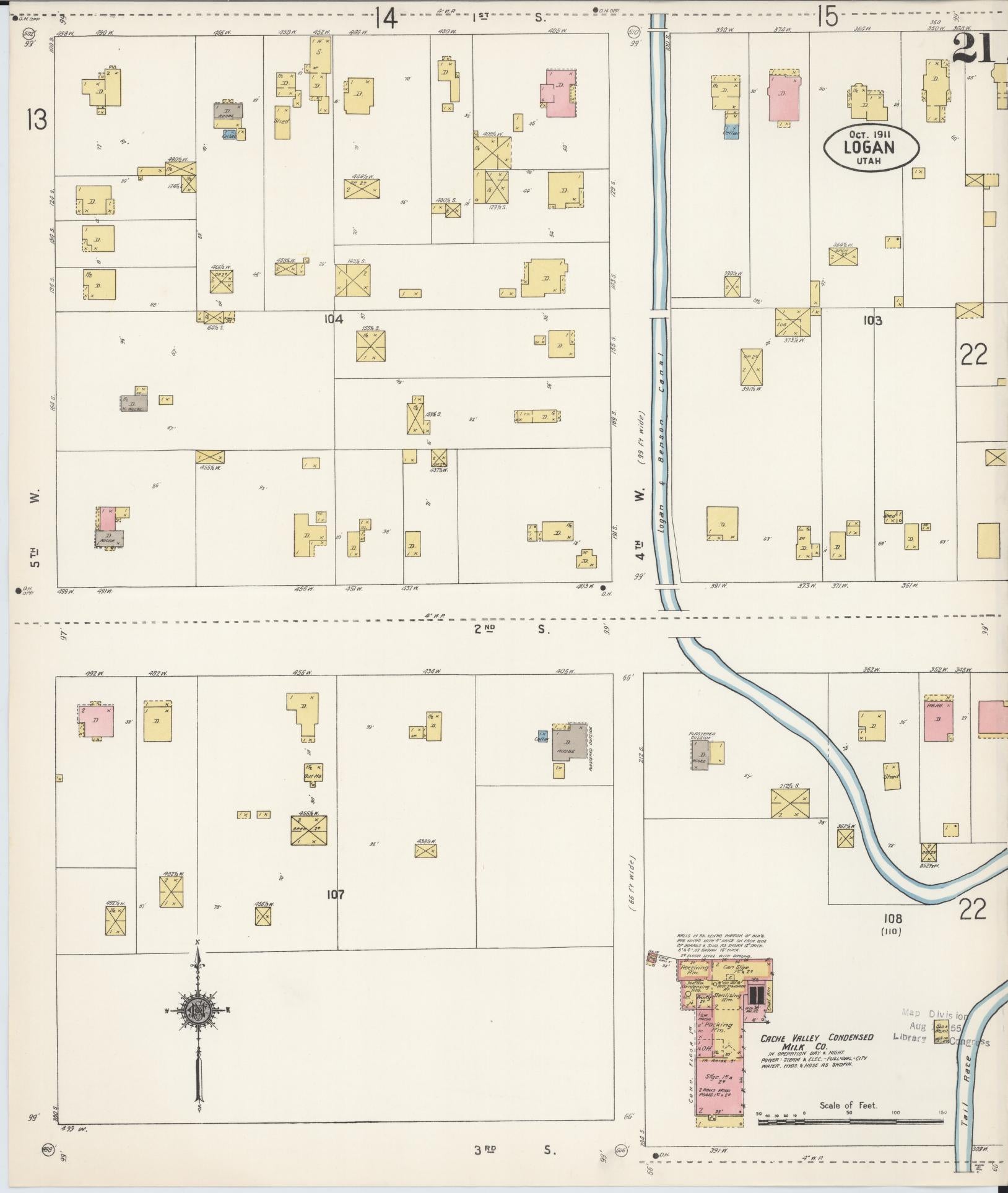 Sanborn Fire Insurance Map from Logan, Cache County, Utah (1911), Sheet #0021 - Complete Map Set gallery image, historic Sanborn map, vintage wall art, Utah Utah