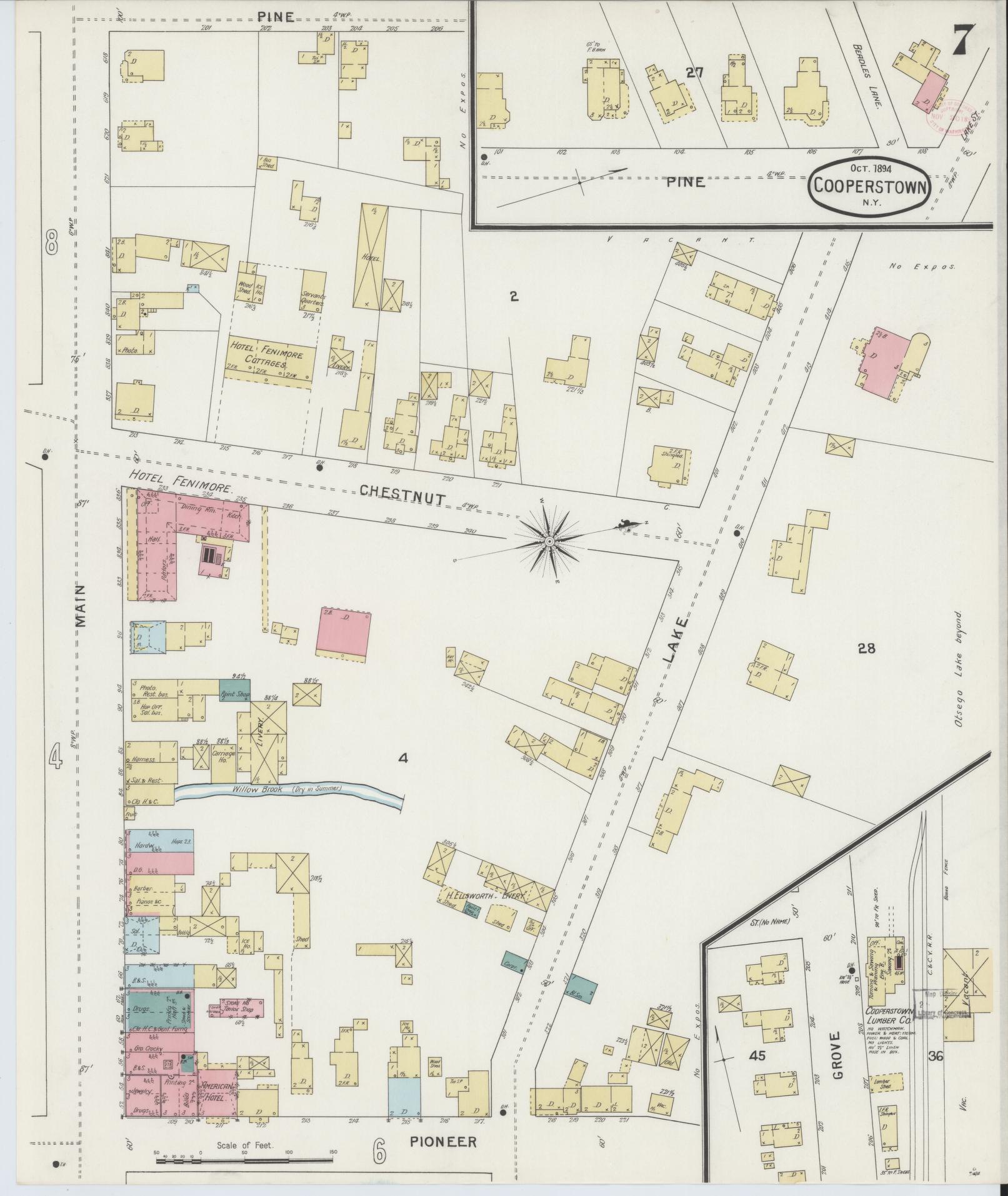 Sanborn Fire Insurance Map from Cooperstown, Otsego County, New York (1894), Sheet #0007 - Complete Map Set gallery image, historic Sanborn map, vintage wall art, New York New York