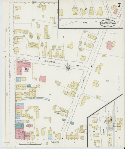 Sanborn Fire Insurance Map from Cooperstown, Otsego County, New York (1894), Sheet #0007 - Complete Map Set gallery image, historic Sanborn map, vintage wall art, New York New York
