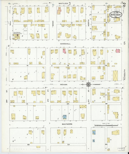 Sanborn Fire Insurance Map from Bremen, Marshall County, Indiana (1910), Sheet #0002 - Historic Sanborn Fire Insurance Map Print, vintage old map wall art, antique decor, genealogy gift, Indiana Indiana map