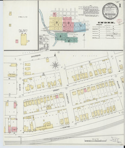 Sanborn Fire Insurance Map from Dennison, Tuscarawas County, Ohio (1895), Sheet #0001 - Complete Map Set gallery image, historic Sanborn map, vintage wall art, Ohio Ohio