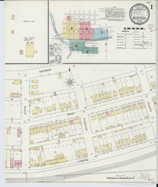 Sanborn Fire Insurance Map from Dennison, Tuscarawas County, Ohio (1895), Sheet #0001 - Complete Map Set gallery image, historic Sanborn map, vintage wall art, Ohio Ohio