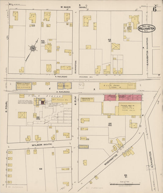 Sanborn Fire Insurance Map from Williamston, Martin County, North Carolina (1921), Sheet #0006 - Historic Sanborn Fire Insurance Map Print, vintage old map wall art, antique decor, genealogy gift, North Carolina North Carolina map