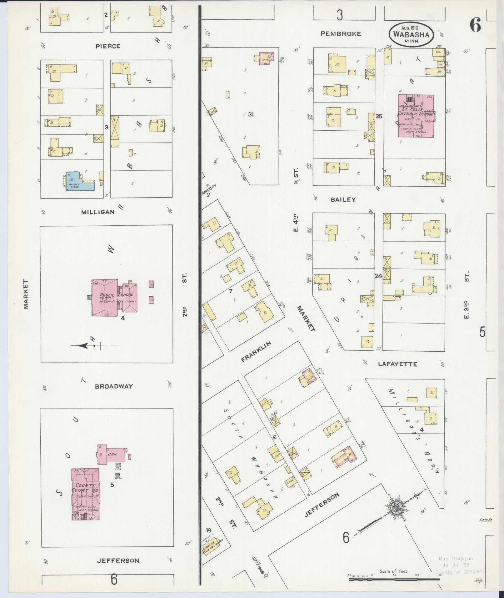 Sanborn Fire Insurance Map from Wabasha, Wabasha County, Minnesota (1910), Sheet #0006 - Historic Sanborn Fire Insurance Map Print, vintage old map wall art, antique decor, genealogy gift, Minnesota Minnesota map