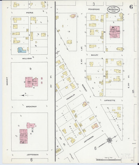 Sanborn Fire Insurance Map from Wabasha, Wabasha County, Minnesota (1910), Sheet #0006 - Historic Sanborn Fire Insurance Map Print, vintage old map wall art, antique decor, genealogy gift, Minnesota Minnesota map