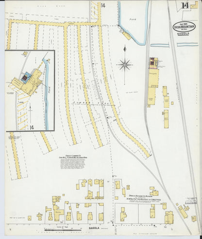 Sanborn Fire Insurance Map from Iron Mountain, Dickinson County, Michigan (1904), Sheet #0014 - Historic Sanborn Fire Insurance Map Print, vintage old map wall art, antique decor, genealogy gift, Michigan Michigan map