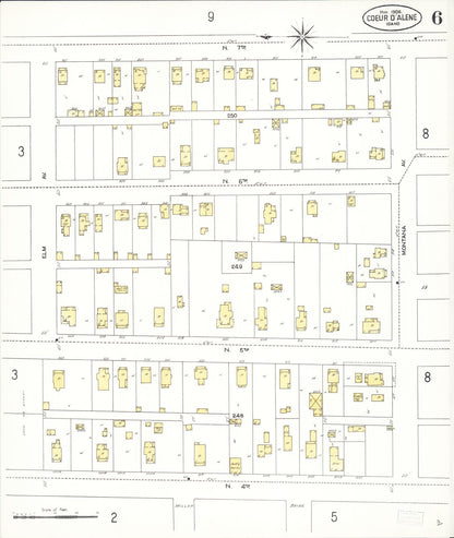 Sanborn Fire Insurance Map from Coeur D'alene, Kootenai County, Idaho (1908), Sheet #0006 - Complete Map Set gallery image, historic Sanborn map, vintage wall art, Idaho Idaho